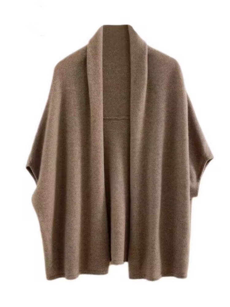 Wool Coat Peacoat - 秋冬新スタイルルーズバットウィングスリーブカシミヤショルダーラップカーディガン女性のニットアウターハイエンドコート