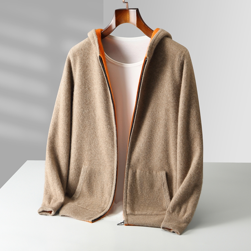秋冬新作メンズ両面着用可能パッド入りカシミヤフーディーカーデ - Wool Coat Peacoat のレビューと価格