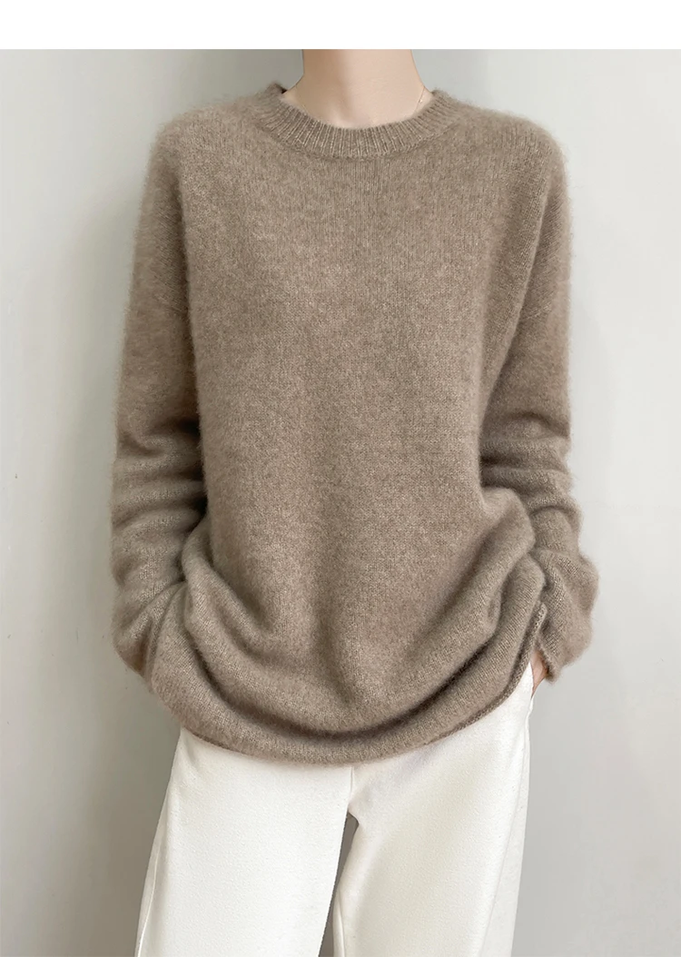 女性のプラスサイズのカシミヤセーターラウンドネック肥厚 10 - Wool Coat Peacoat のレビューと価格