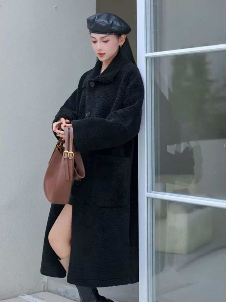 和風プラスサイズの女性のロングラムファージャケット厚みのある - Wool Coat Peacoat のレビューと価格