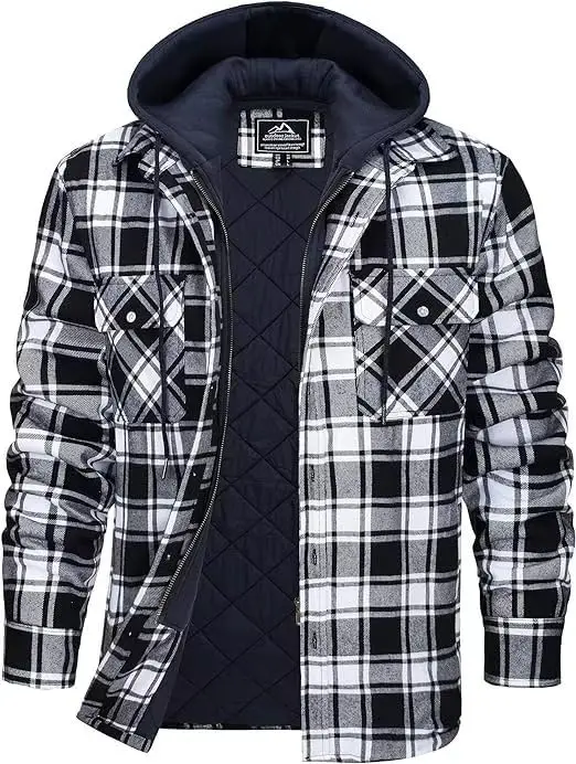 2026年新作、取り外し可能なフード付き、チェック柄のキルテ - Flannel Shirt Lined のレビューと価格