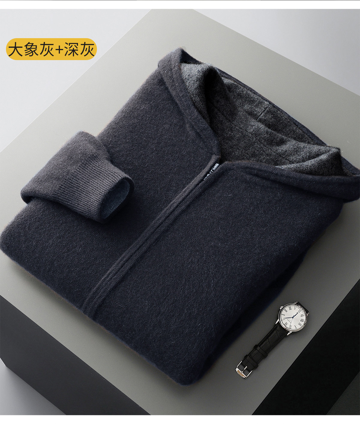 100%ピュアカシミヤ メンズ リバーシブル フード付きジッ - Wool Coat Peacoat のレビューと価格